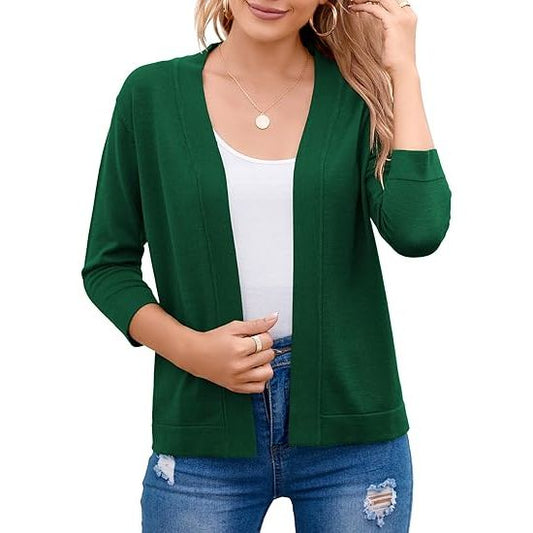 Women's knitted front cropped cardigan